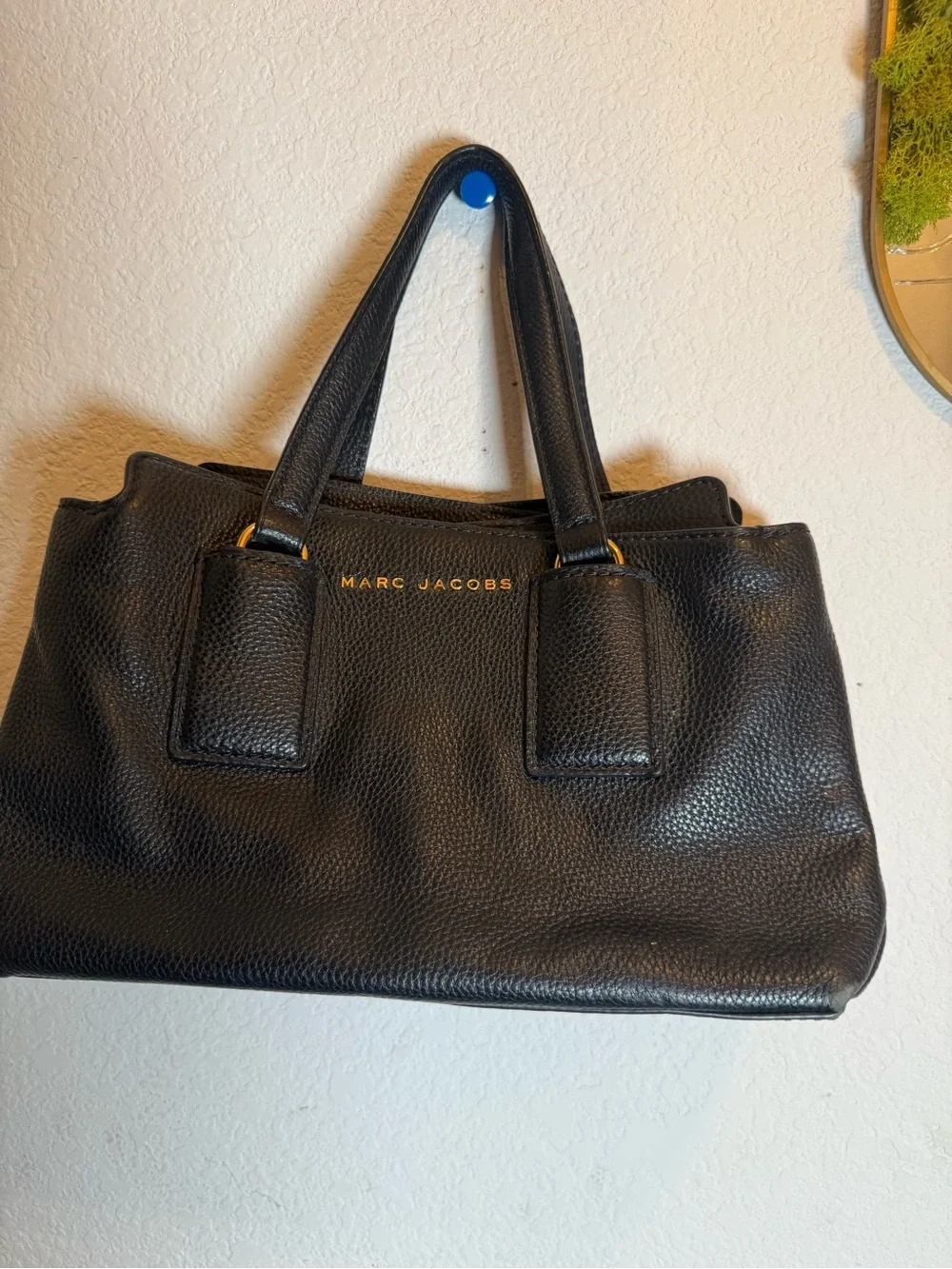 Marc Jacobs Black Leather Tote Bag purse lv heavy duty high quality louis